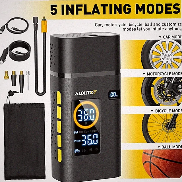 150 Air PSI Compressor Portable Fit Tire Inflator Car Bike Tires Moto Air Pump