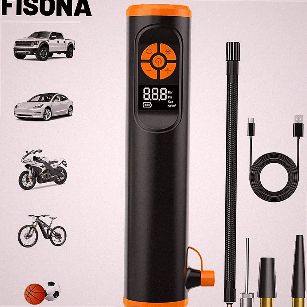 150 PSI Compressor Air Tire Inflator Fits Car Moto Bike Pump Ball Air Cordless