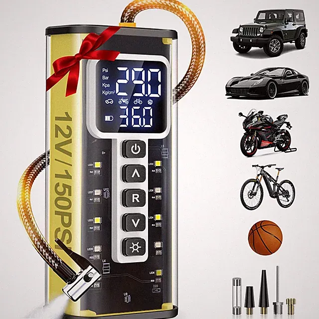 150 PSI Portable Tire Inflator Air Compressor Car Bike Motorcycle Ball Pump