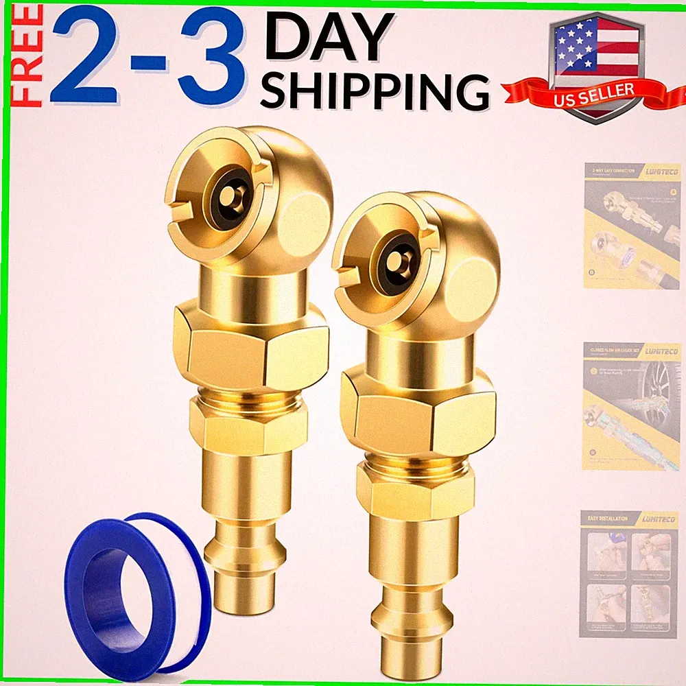 2-Pack Ball Foot Air Chuck Set, 1/4" FNPT Closed Flow Tire Chuck Inflator Noz...
