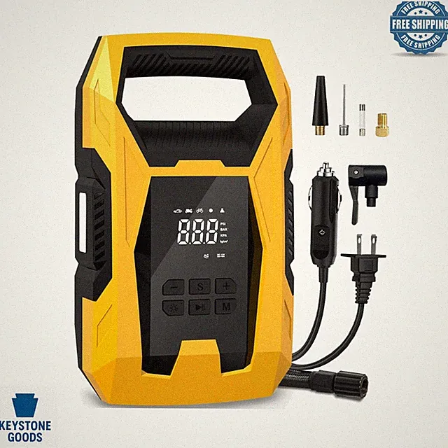 AC/DC Portable Air Compressor & Tire Inflator with Pressure Gauge & Auto Shutoff