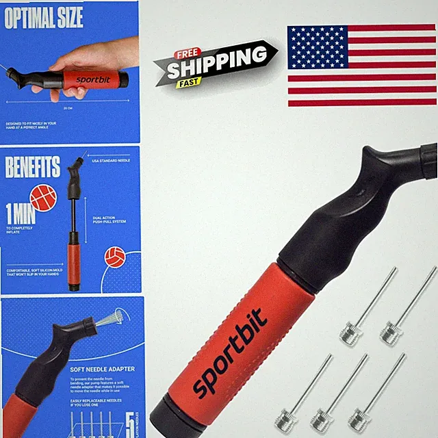 Ball Pump for Sports Balls Manual Inflator with Push Pull Air Delivery System