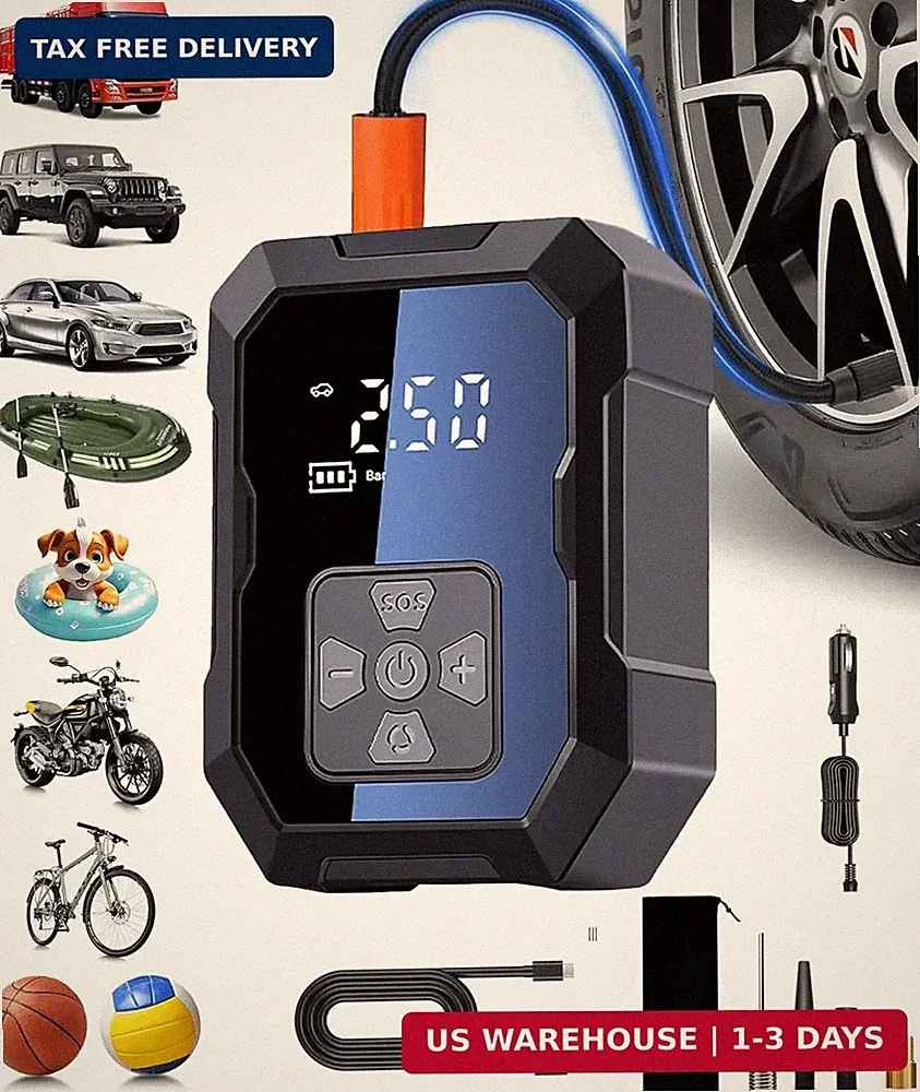 Car Tire Inflator Portable Air Compressor Digital Pump for Car Bike Ball