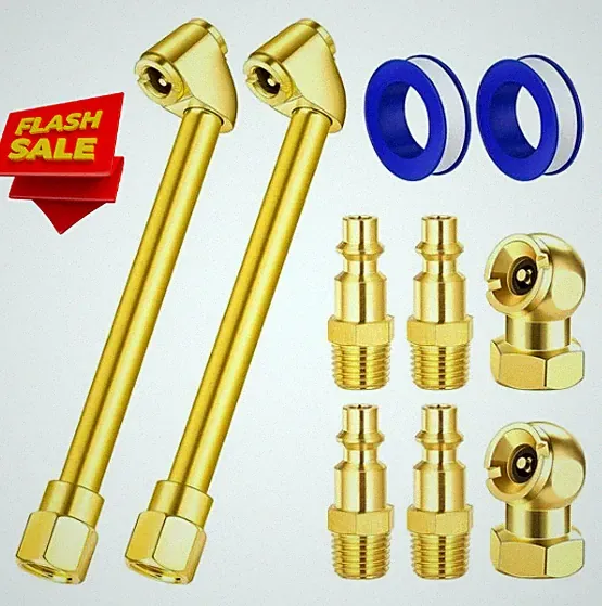 Dual Head Air Chuck Set Tire Air Fill Kit for Tire Inflator Gauge Air Compresso