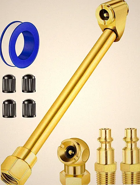 Dual Head Ball Air Chuck Set For Tire Inflation With Quick Connect Fittings