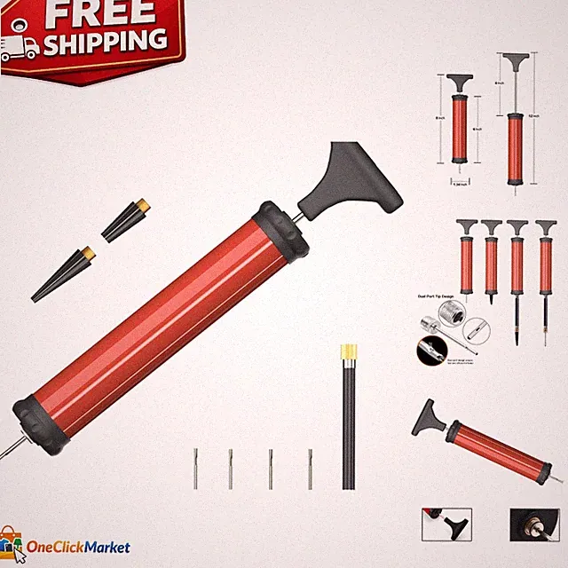 Lightweight Red Air Pump Inflator Kit - Ideal for Sports Balls & Inflatables