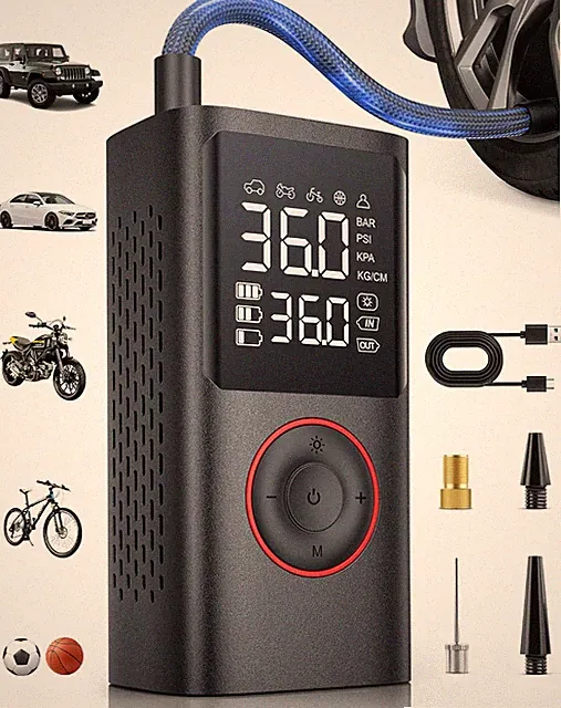 Tire Inflator Portable Air Compressor 150 PSI Air Pump Balls for Auto Motorcycle