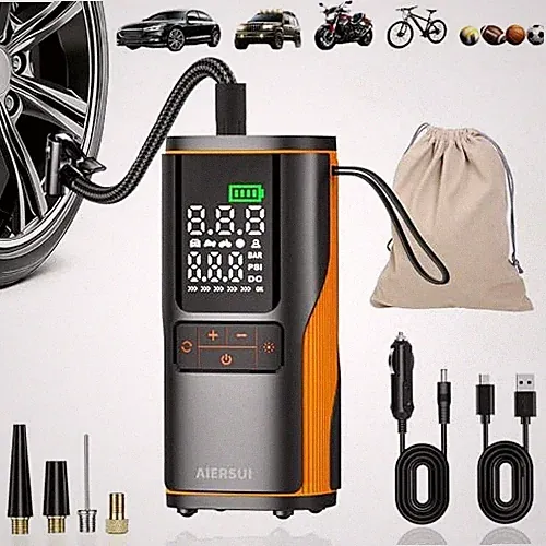 Tire Inflator Portable Air Compressor - 150PSI Cordless & 12V Car Outlet