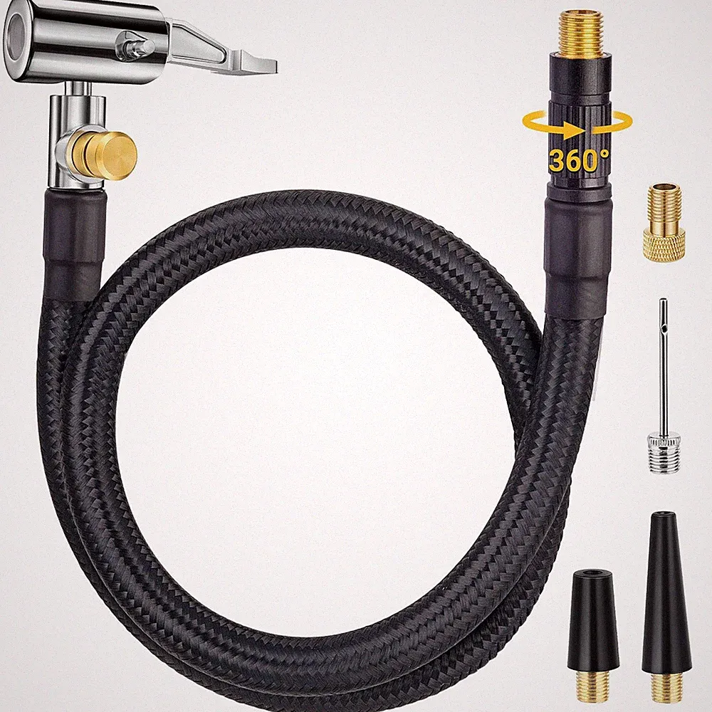 Upgraded Tire Inflator Hose Adapter w/360° Rotating End, 21'' Tire Inflation...