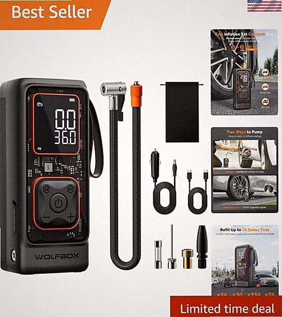 Versatile Portable Air Compressor - 150PSI Tire Inflator for Cars & Sports Balls
