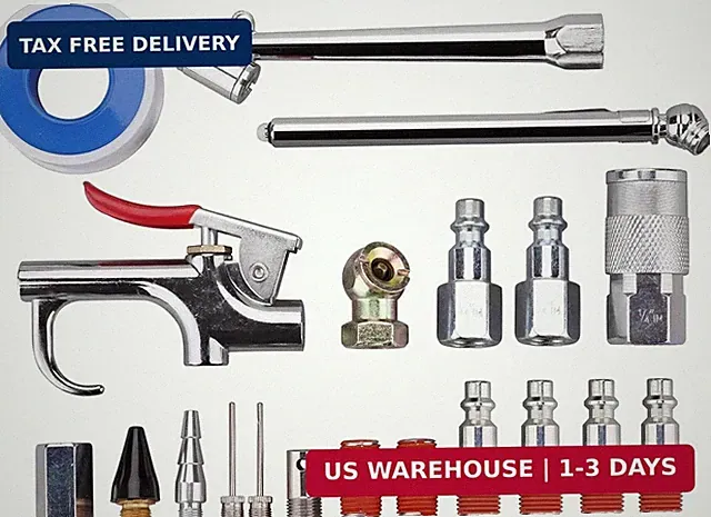 WYNNsky 1/4'' Air Compressor Fittings with Blow Gun Kit, Tire Gauge, Air Chuck